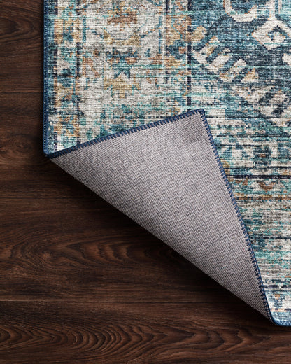 Skye SKY-03 Denim / Natural Area Rug, denim blue and natural tones in a distressed vintage pattern