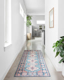 Skye SKY-03 Turquoise / Terracotta Area Rug, vibrant distressed medallion in turquoise and terracotta tones