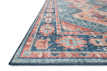 Skye SKY-03 Turquoise / Terracotta Area Rug, vibrant distressed medallion in turquoise and terracotta tones