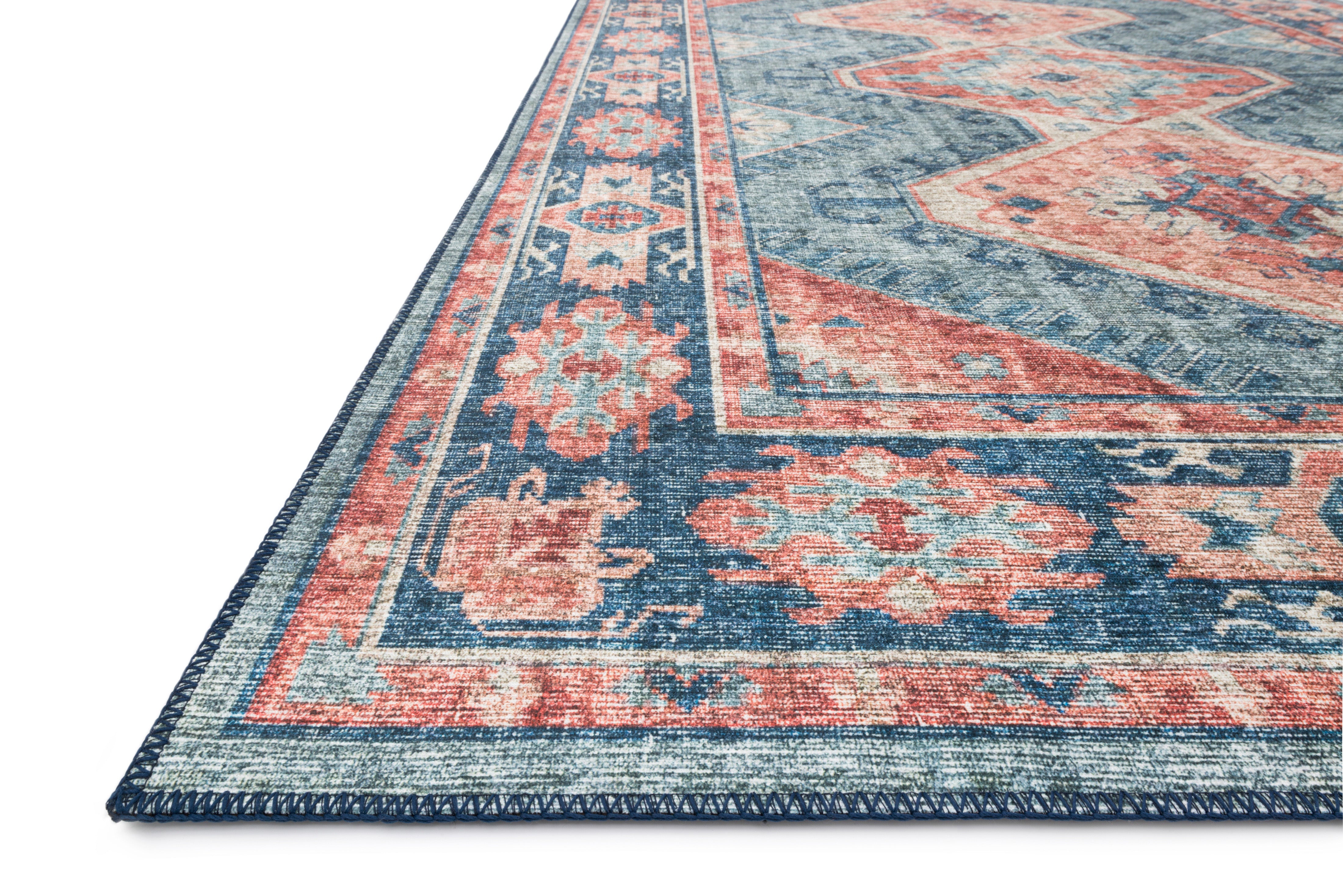 Skye SKY-03 Turquoise / Terracotta Area Rug, vibrant distressed medallion in turquoise and terracotta tones