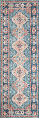 Skye SKY-03 Turquoise / Terracotta Area Rug, vibrant distressed medallion in turquoise and terracotta tones