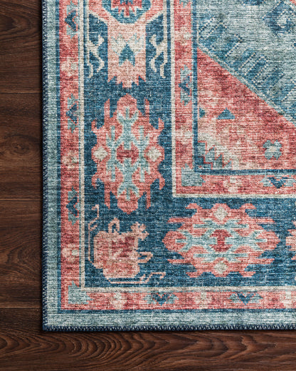 Skye SKY-03 Turquoise / Terracotta Area Rug, vibrant distressed medallion in turquoise and terracotta tones