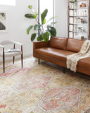 Skye SKY-04 Gold / Blush Area Rug, warm gold tones with blush accents and distressed medallion pattern