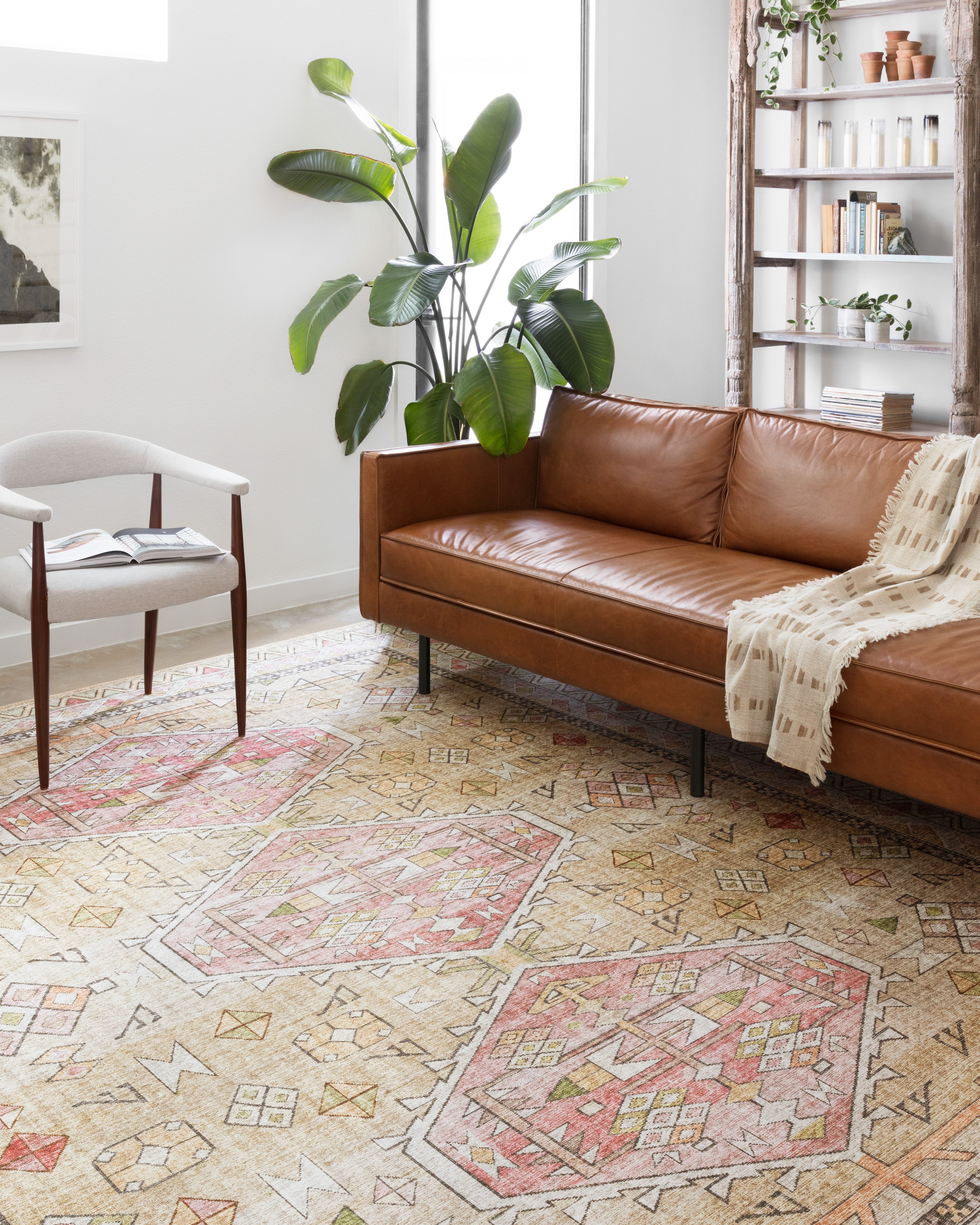 Skye SKY-04 Gold / Blush Area Rug, warm gold tones with blush accents and distressed medallion pattern