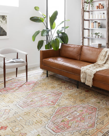 Skye SKY-04 Gold / Blush Area Rug, warm gold tones with blush accents and distressed medallion pattern