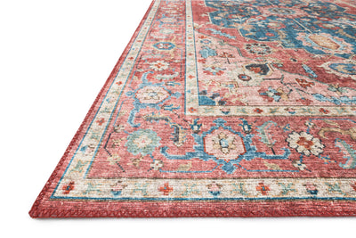 Skye SKY-05 Brick / Ocean Area Rug, brick and ocean blue distressed medallion design