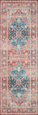 Skye SKY-05 Brick / Ocean Area Rug, brick and ocean blue distressed medallion design