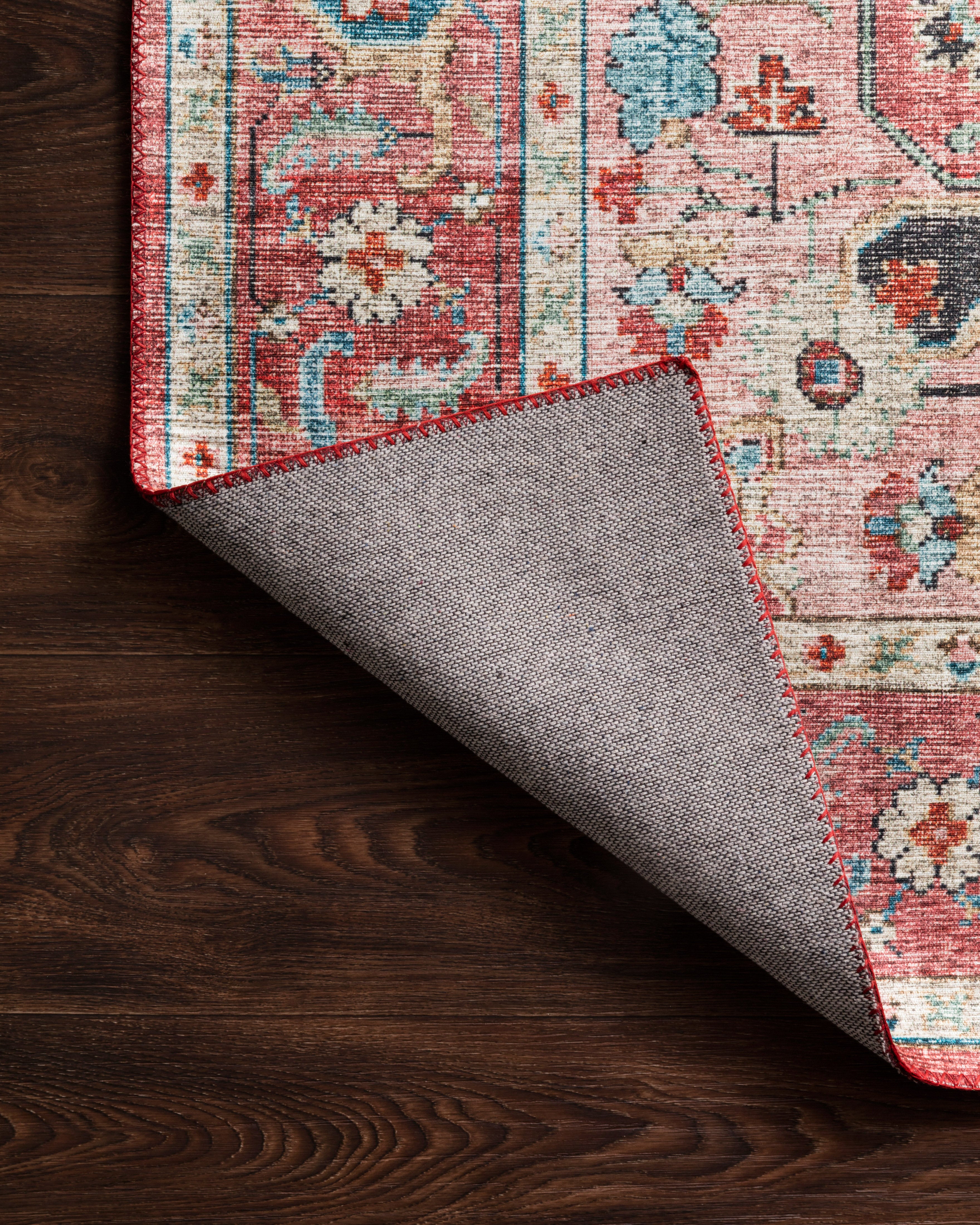 Skye SKY-05 Brick / Ocean Area Rug, brick and ocean blue distressed medallion design