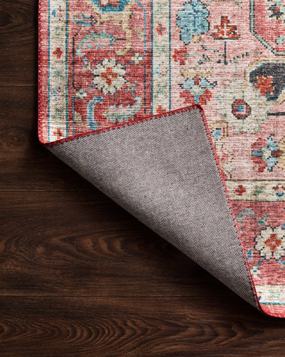 Skye SKY-05 Brick / Ocean Area Rug, brick and ocean blue distressed medallion design