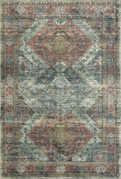 Skye SKY-06 Apricot / Mist Area Rug, soft pastel apricot and mist tones with distressed vintage motif