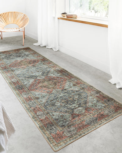 Skye SKY-06 Apricot / Mist Area Rug, soft pastel apricot and mist tones with distressed vintage motif