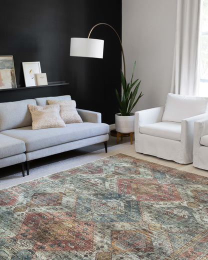 Skye SKY-06 Apricot / Mist Area Rug, soft pastel apricot and mist tones with distressed vintage motif