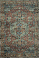 Skye SKY-07 Terracotta / Sky Area Rug, terracotta and sky blue distressed vintage medallion pattern