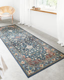 Skye SKY-08 Denim / Brick Area Rug, denim blue with brick accents in a distressed traditional pattern