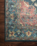 Skye SKY-08 Denim / Brick Area Rug, denim blue with brick accents in a distressed traditional pattern
