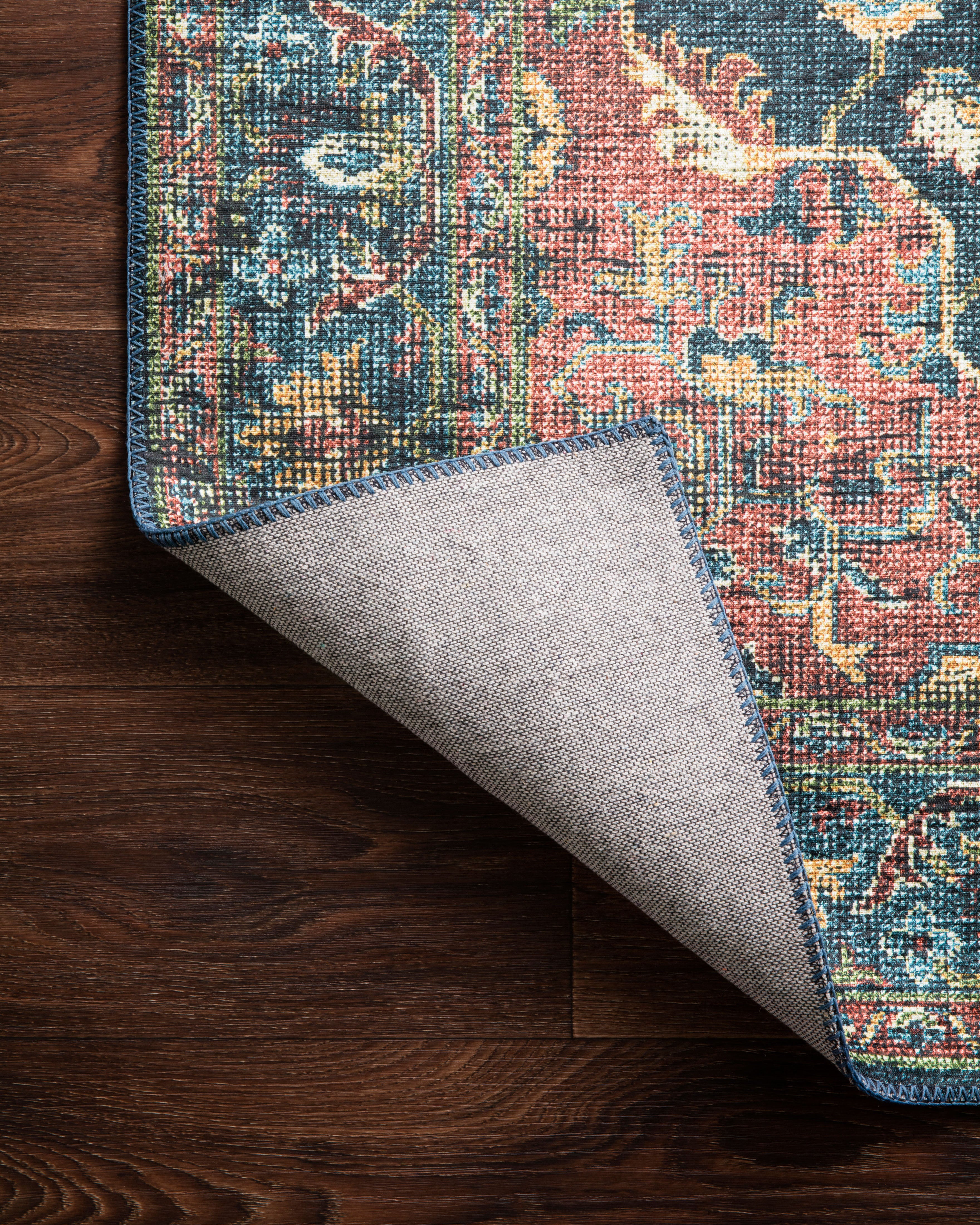 Skye SKY-08 Denim / Brick Area Rug, denim blue with brick accents in a distressed traditional pattern