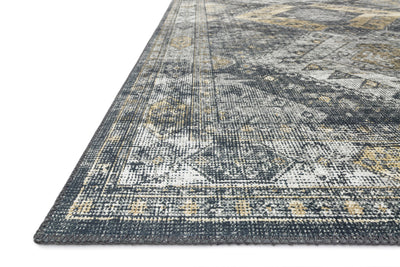 Skye SKY-09 Graphite / Silver Area Rug, sleek graphite and silver tones with distressed medallion design