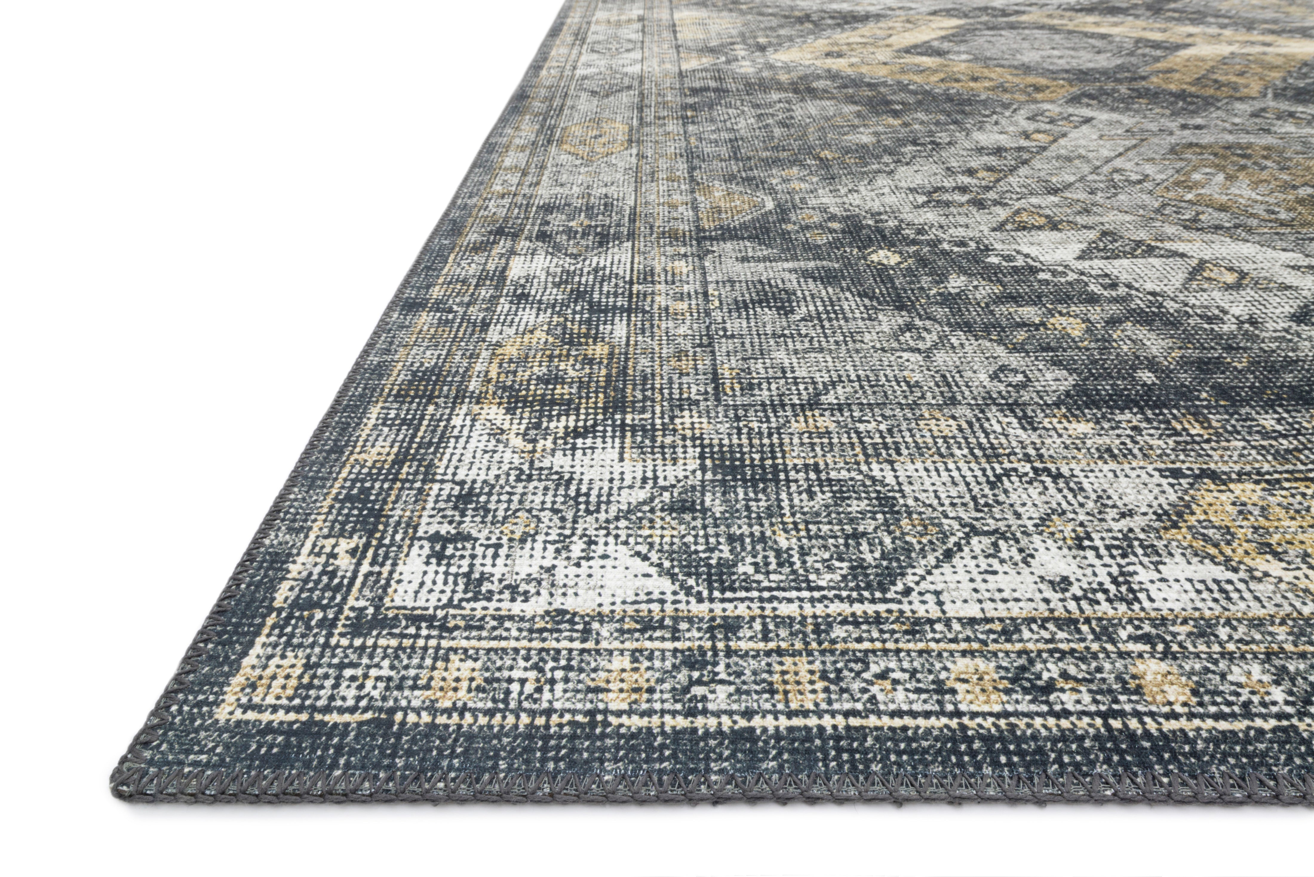 Skye SKY-09 Graphite / Silver Area Rug, sleek graphite and silver tones with distressed medallion design