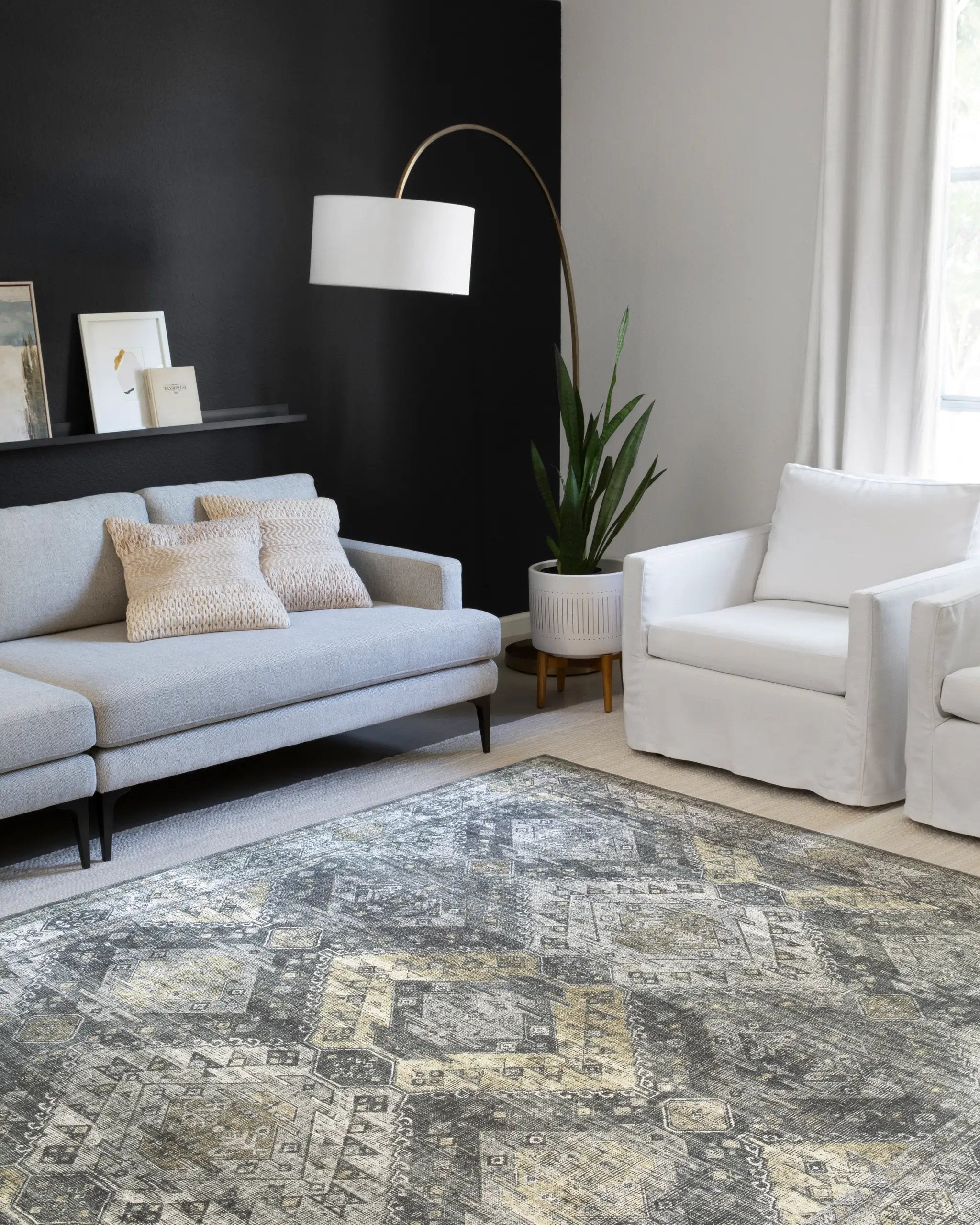 Skye SKY-09 Graphite / Silver Area Rug by Loloi