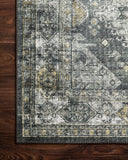 Skye SKY-09 Graphite / Silver Area Rug, sleek graphite and silver tones with distressed medallion design