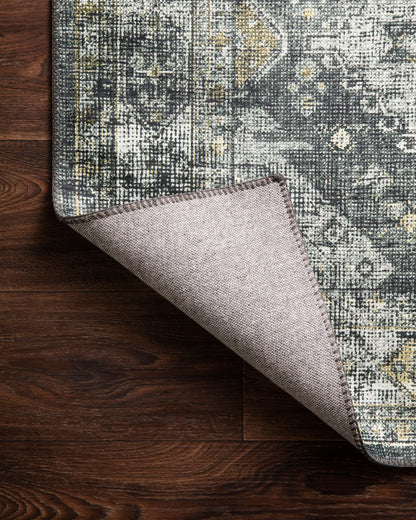 Skye SKY-09 Graphite / Silver Area Rug, sleek graphite and silver tones with distressed medallion design