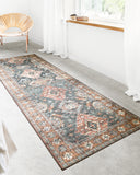 Skye SKY-10 Sea / Rust Area Rug, sea tones with rust accents in a distressed vintage medallion pattern