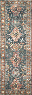 Skye SKY-10 Sea / Rust Area Rug, sea tones with rust accents in a distressed vintage medallion pattern