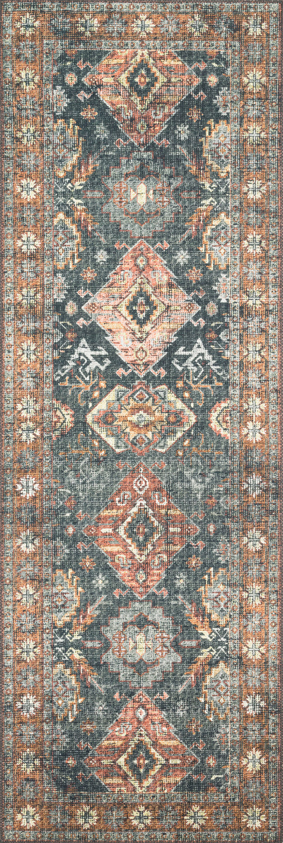 Skye SKY-10 Sea / Rust Area Rug, sea tones with rust accents in a distressed vintage medallion pattern
