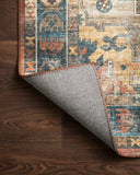 Skye SKY-11 Rust / Blue Area Rug, rich rust and blue tones with distressed vintage medallion design