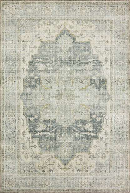 Skye SKY-12 Charcoal / Dove Area Rug, charcoal and dove tones with distressed vintage medallion pattern