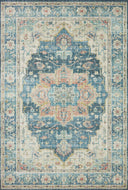 Skye SKY-12 Ocean / Multi Area Rug, ocean hues with multicolor detailing in distressed vintage medallion pattern