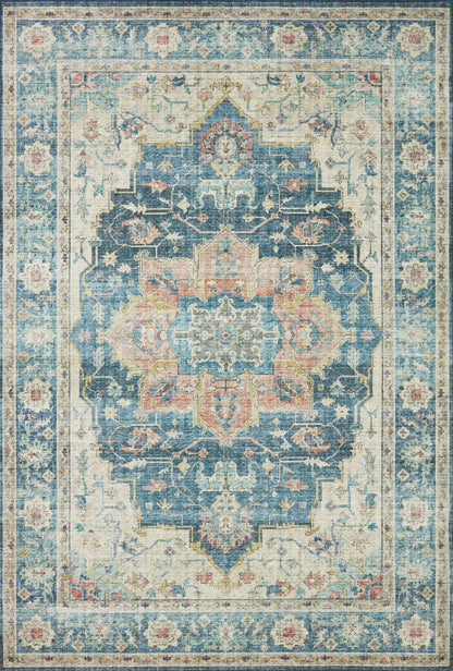 Skye SKY-12 Ocean / Multi Area Rug, ocean hues with multicolor detailing in distressed vintage medallion pattern