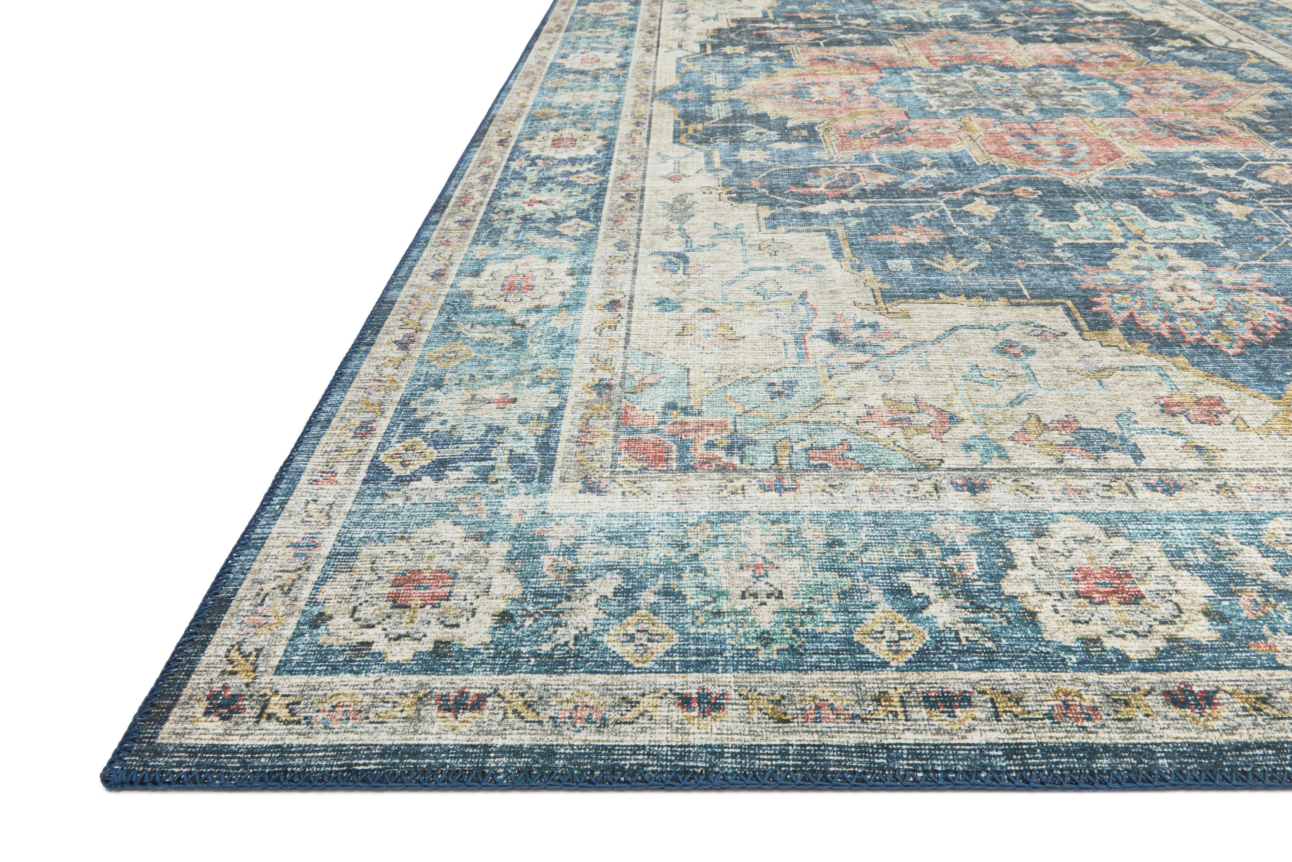 Skye SKY-12 Ocean / Multi Area Rug, ocean hues with multicolor detailing in distressed vintage medallion pattern