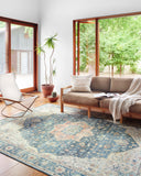Skye SKY-12 Ocean / Multi Area Rug, ocean hues with multicolor detailing in distressed vintage medallion pattern
