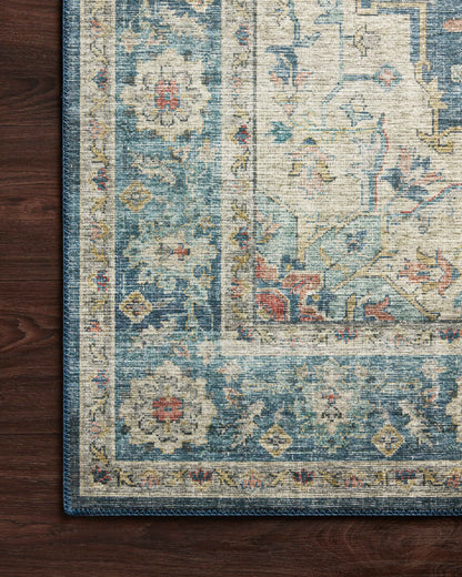 Skye SKY-12 Ocean / Multi Area Rug, ocean hues with multicolor detailing in distressed vintage medallion pattern
