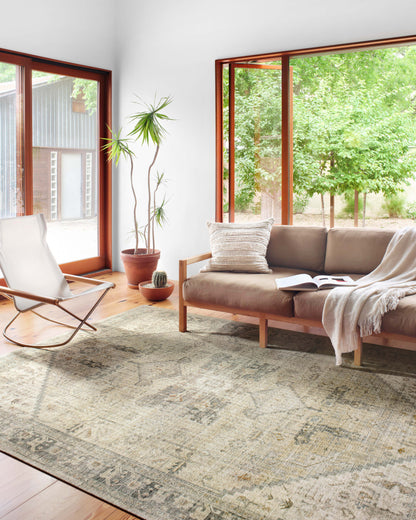 Skye SKY-13 Natural / Sand Area Rug, neutral natural and sand tones with distressed vintage medallion pattern