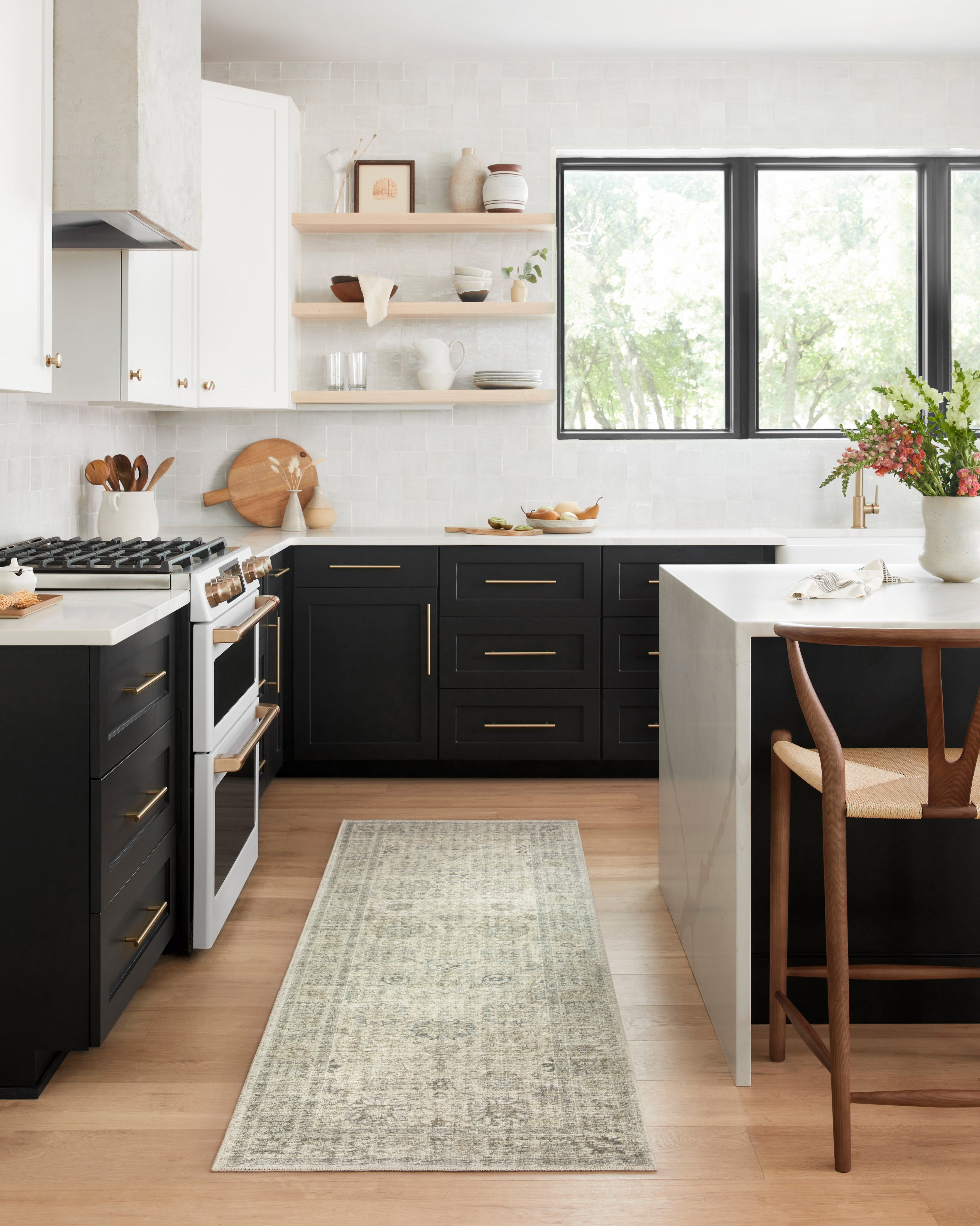 Skye SKY-14 Natural / Sage Area Rug, calming sage and natural tones with distressed vintage medallion pattern