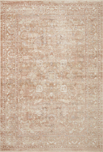 The Sonnet SNN-04 Terracotta / Natural Area Rug highlights rich terracotta and warm natural tones and traditional texture in a beautifully made power-loomed polypropylene and polyester area rug