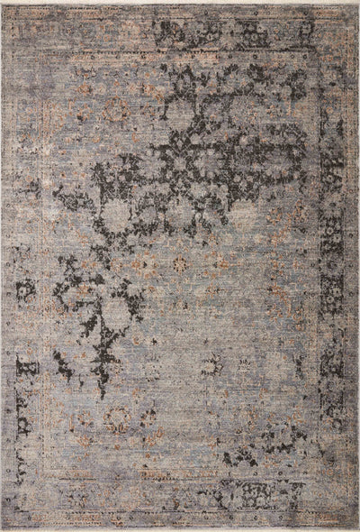 Dressed in deep charcoal and cool slate hues with traditional detail, the Sonnet SNN-05 Charcoal / Slate Area Rug is a power-loomed polypropylene and polyester area rug that completes any room