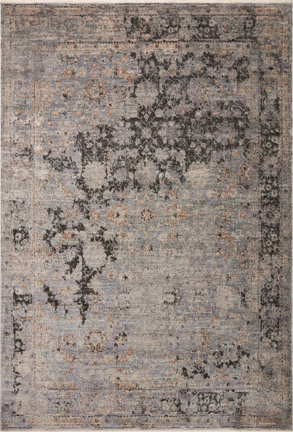 Dressed in deep charcoal and cool slate hues with traditional detail, the Sonnet SNN-05 Charcoal / Slate Area Rug is a power-loomed polypropylene and polyester area rug that completes any room