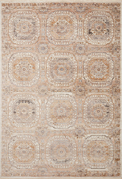A power-loomed polypropylene and polyester area rug in warm apricot and vibrant multi-toned tones with traditional motifs, the Sonnet SNN-06 Apricot / Multi Area Rug grounds your room beautifully