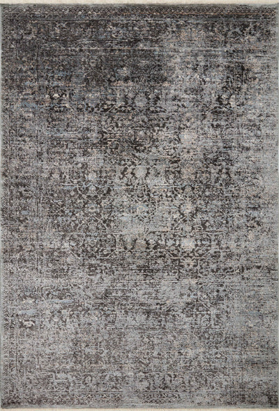 The Sonnet SNN-07 Charcoal / Mist Area Rug is a power-loomed polypropylene and polyester area rug that radiates deep charcoal and soft misty charm and traditional elegance