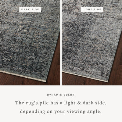 The Sonnet SNN-07 Charcoal / Mist Area Rug is a power-loomed polypropylene and polyester area rug that radiates deep charcoal and soft misty charm and traditional elegance