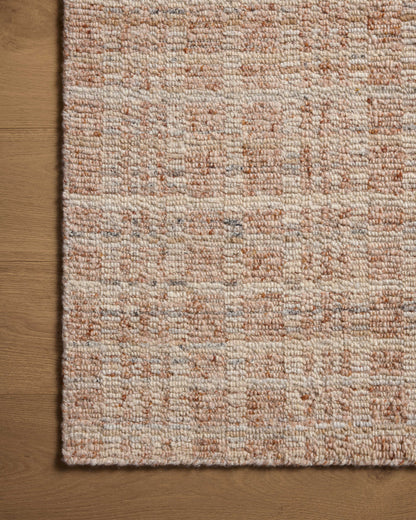 The Sonya SOY-01 Terracotta / Natural Area Rug brings rich terracotta and warm natural character and graphic flair to your home in a hand-loomed wool area rug