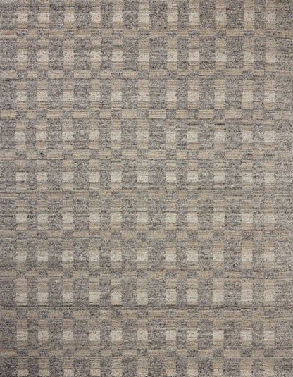The Sonya SOY-04 Stone / Natural Area Rug highlights grounding stone and warm natural tones and graphic texture in a beautifully made hand-loomed wool area rug