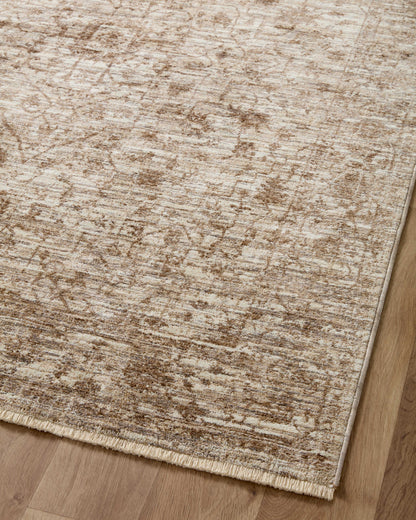 A power-loomed 100% polyester area rug with vintage flair in grounded bark and warm natural tones, the Sorrento SOR-01 Bark / Natural Area Rug anchors any room