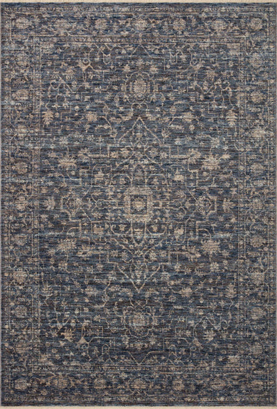The Sorrento SOR-01 Midnight / Natural Area Rug pairs dramatic midnight and warm natural tones and vintage patterns in a power-loomed 100% polyester area rug