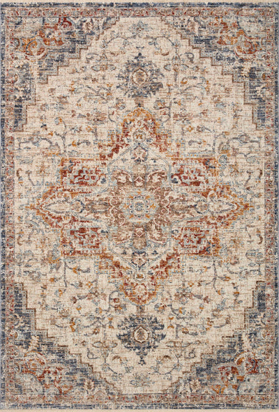 The Sorrento SOR-05 Ivory / Fiesta Area Rug delivers refined ivory and lively fiesta beauty and vintage elegance in a power-loomed 100% polyester area rug