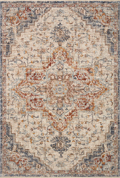 The Sorrento SOR-05 Ivory / Fiesta Area Rug delivers refined ivory and lively fiesta beauty and vintage elegance in a power-loomed 100% polyester area rug