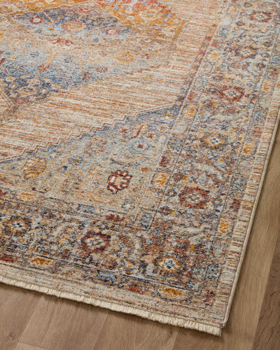 Designed with vintage artistry in vibrant multi-toned and glowing sunset hues, the Sorrento SOR-06 Multi / Sunset Area Rug is a power-loomed 100% polyester area rug that stands out